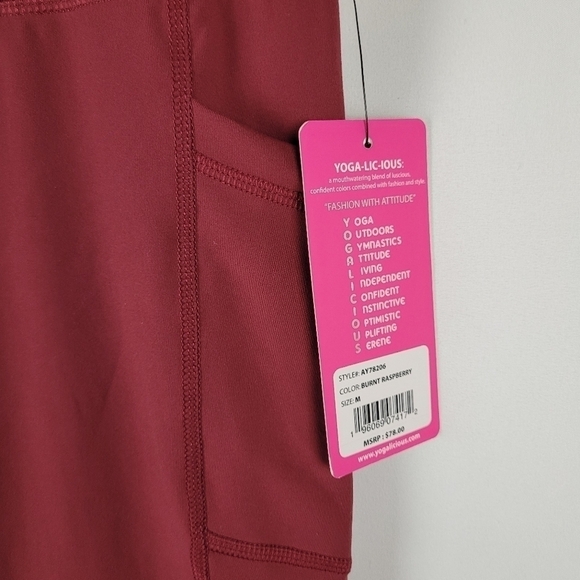Yogalicious Lux Leggings Hi-Rise Ankle Length Stretch Legging Burnt Raspberry M - Picture 5 of 11
